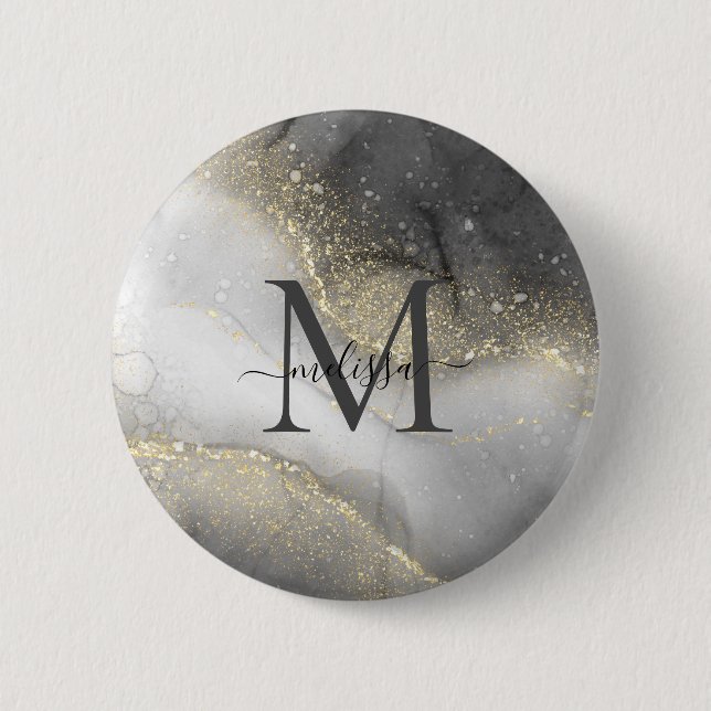 Elegant Silver and Gold Name Button (Front)