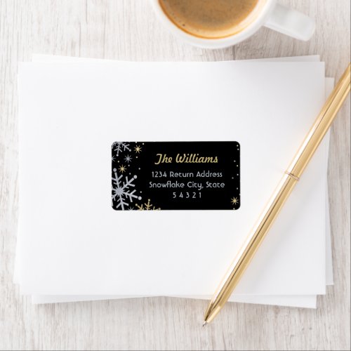 Elegant Silver and Gold Snowflake Return Address Label