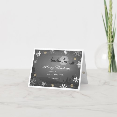 Elegant Silver and Gold Snowflakes Stars Holiday Card