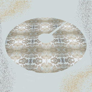 Elegant Silver and Gold tone Vintage Upholstery Brushed Polyester Tree Skirt