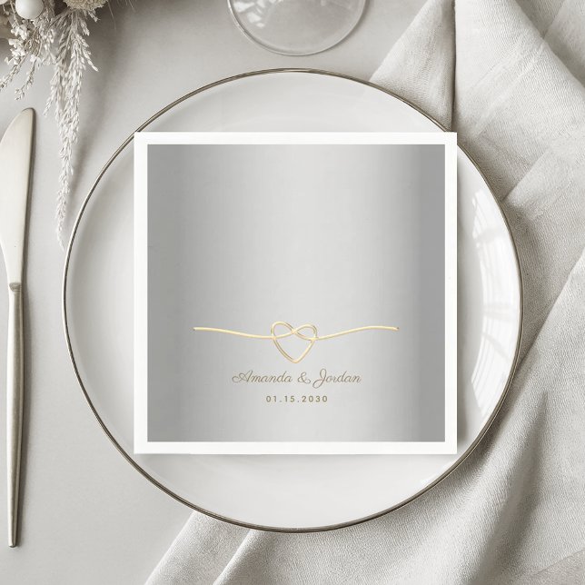 Elegant Silver and Gold Wedding Napkins (Creator Uploaded)