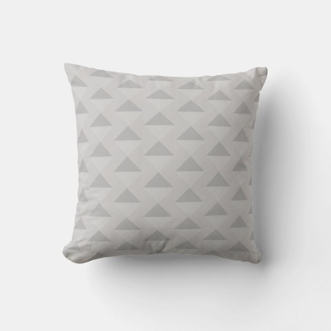 Elegant Silver and Grey Triangle Pattern Throw Pillow (Front)