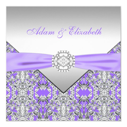 Elegant Silver And Lavender Purple Lace Wedding Invitation Zazzle Elegant Silver And Lavender Purple Lace Wedding Invitation
