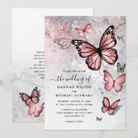 Elegant Silver and Pink Butterfly Wedding