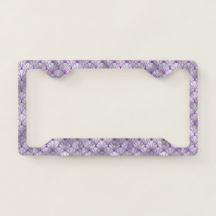Elegant Silver and Purple Art Deco License Plate Frame