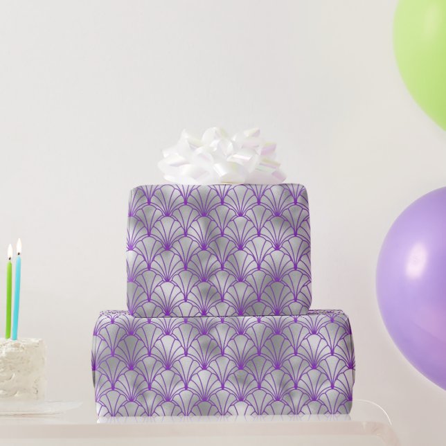 Elegant Silver and Purple Art Deco Wrapping Paper (Party Gifts)