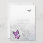 Elegant Silver and Purple Butterfly Wedding Invitation (Back)