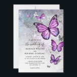 Elegant Silver and Purple Butterfly Wedding Invitation<br><div class="desc">Create your own elegant purple butterfly wedding invitations using a beautiful, easy diy template that features both silver and gold accent card options. The unique watercolor and ink design painted by the artist Raphaela Wilson, depicts a pretty arc of silver, black and purple monarch butterflies. Varying shades of purple include...</div>