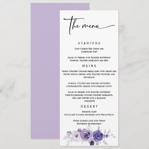 Elegant Silver and Purple Wedding Menu