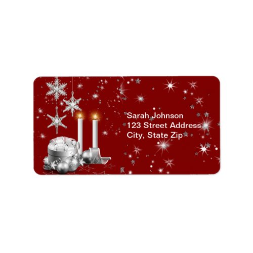 Elegant Silver and Red Christmas Label
