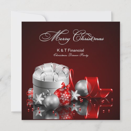 Elegant Silver and Red Corporate Christmas Party Invitation