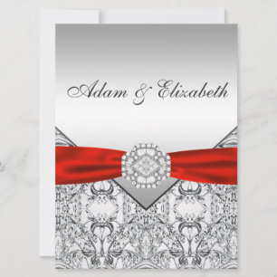 Elegant Silver and Red Wedding Invitations