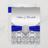 Elegant Silver and Royal Blue Wedding Invitations (Front/Back)