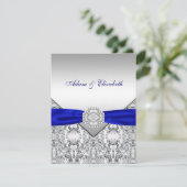 Elegant Silver and Royal Blue Wedding Invitations (Standing Front)