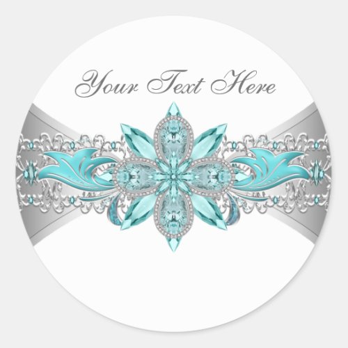 Elegant Silver and Teal Blue Stickers