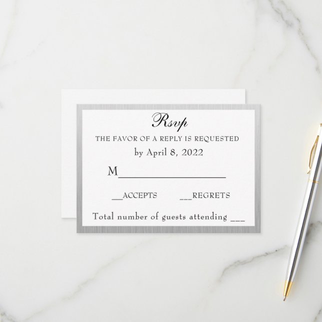 Elegant Silver and White Anniversary RSVP  (Front/Back In Situ)