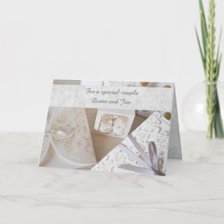 Elegant Silver and White Wedding Day Greeting Card