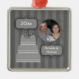 Elegant Silver Anniversary Christmas Ornament