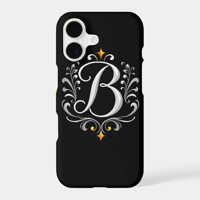 Elegant Silver B Letter Monogram Iphone Case (Back)