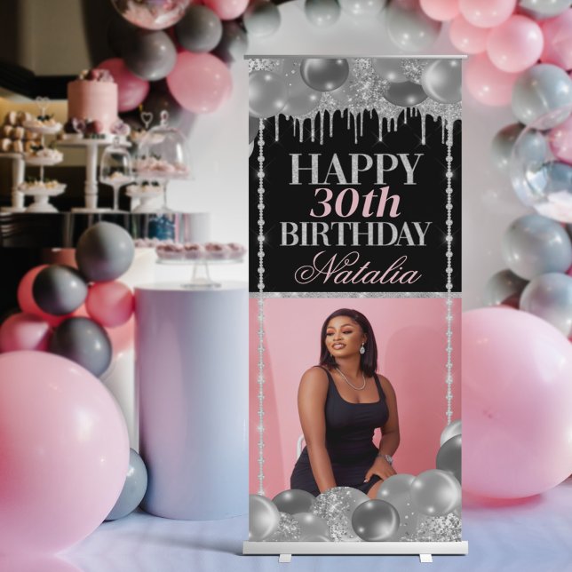 Elegant Silver Birthday Retractable Banner (Creator Uploaded)