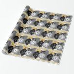 Elegant Silver Black and Gold Christmas Wrapping Wrapping Paper<br><div class="desc">Beautiful silver and black Christmas tree ornaments with black and gold bows and gold diamond stripes elegant black and gold Christmas wrapping paper.</div>