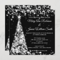 Elegant Silver Black Christmas Holiday Wedding Invitation