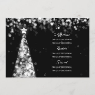 Elegant Silver Black Christmas Wedding Menu