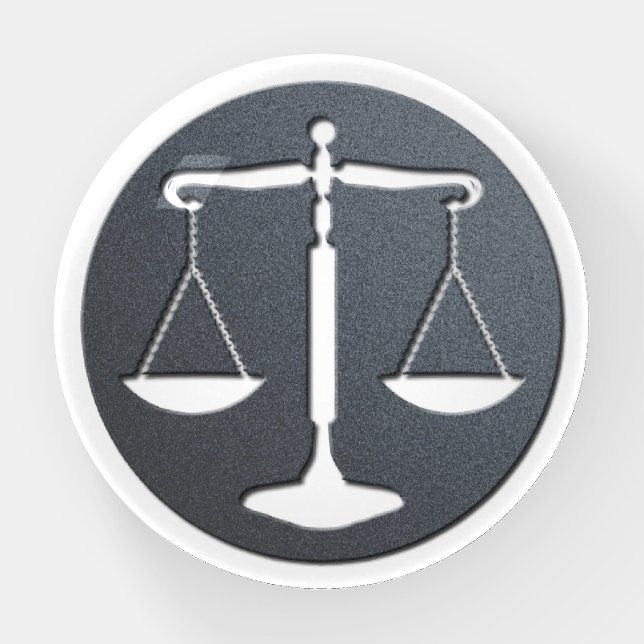 Elegant Silver Black Scales of Justice | Lawyer Paperweight (Front)