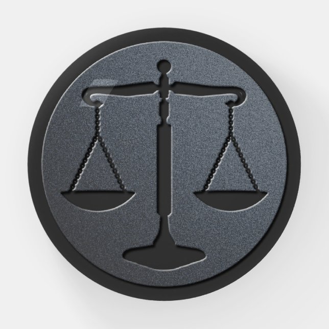 Elegant Silver Black Scales of Justice | Lawyer Paperweight (Front)