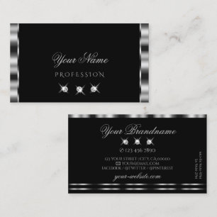 Elegant Silver Black Sparkling Diamonds Stylish Business Card