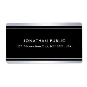 Elegant Silver Black Template Glamor Trendy Modern Label