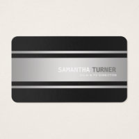 Elegant Silver Black Textured Professional Custom Business Card