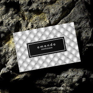 Elegant silver black Tuffted rhinestones monogram Business Card Magnet