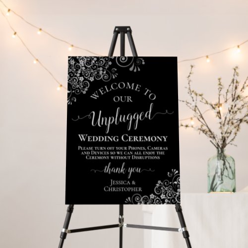 Elegant Silver  Black Unplugged Wedding Ceremony Foam Board