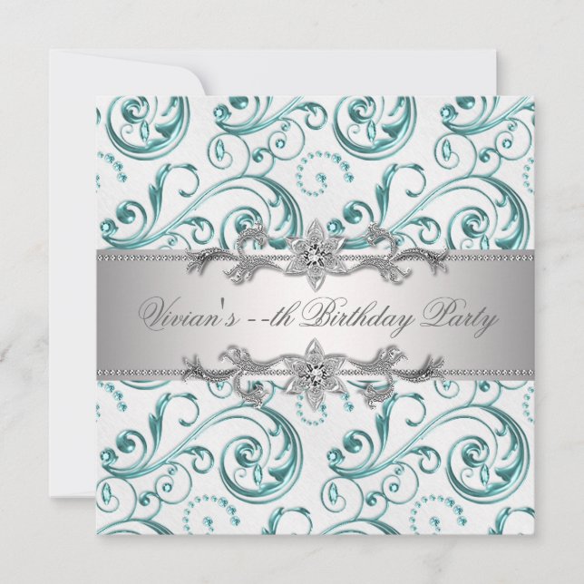 Elegant Silver Blue All Occasion Party Invitation (Front)