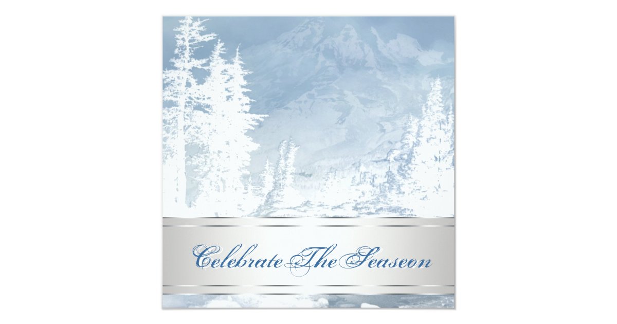 Elegant Silver Blue Christmas Party Invitations | Zazzle.com