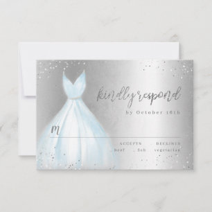 Elegant silver blue dress quinceañera RSVP