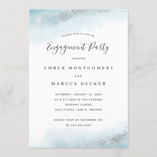 Elegant Silver Blue Fairytale Engagement Party Invitation