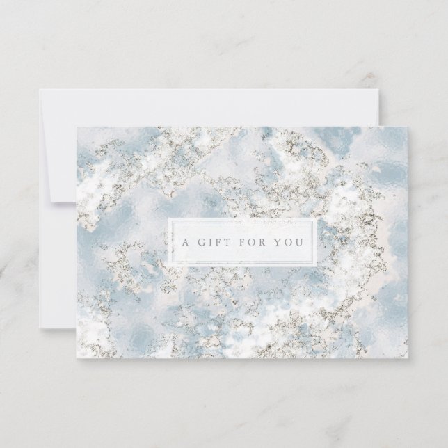 Elegant Silver Blue Marble Gift Certificate Card (Front)
