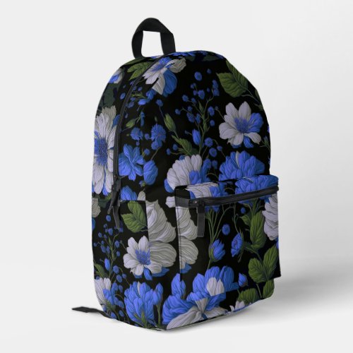 Elegant silver blue white elegant retro florals printed backpack
