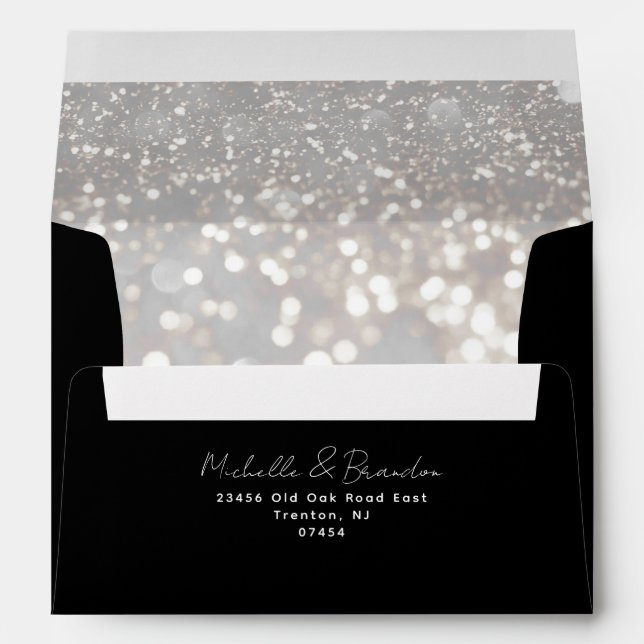 Elegant Silver Bokeh Pattern | Return Address  Envelope (Back (Bottom))
