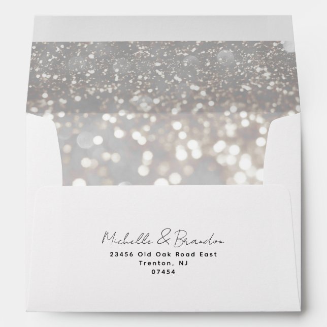 Elegant Silver Bokeh | Return Address Envelope (Back (Bottom))