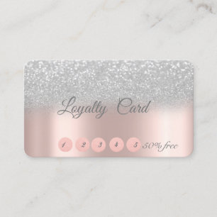 Elegant Silver Bokeh Rose Gold Loyalty Card