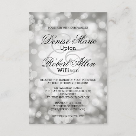 Elegant Silver Bokeh Wedding Invitation