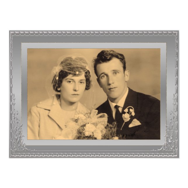Elegant silver border frame custom photo  (Front)