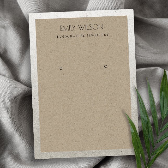ELEGANT SILVER BORDER RUSTIC KRAFT EARRING DISPLAY BUSINESS CARD (Creator Uploaded)