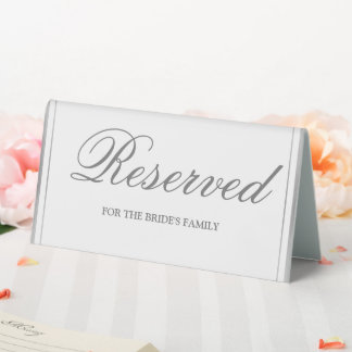Elegant Silver Border Wedding Reserved Table Tent