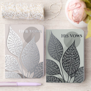 Elegant Silver Botanical Wedding Blush & Sage Pair Foil Vow Books