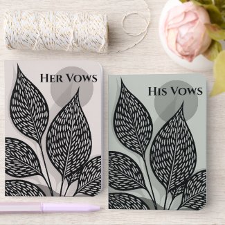 Elegant Silver Botanical Wedding Blush & Sage Pair Foil Vow Books