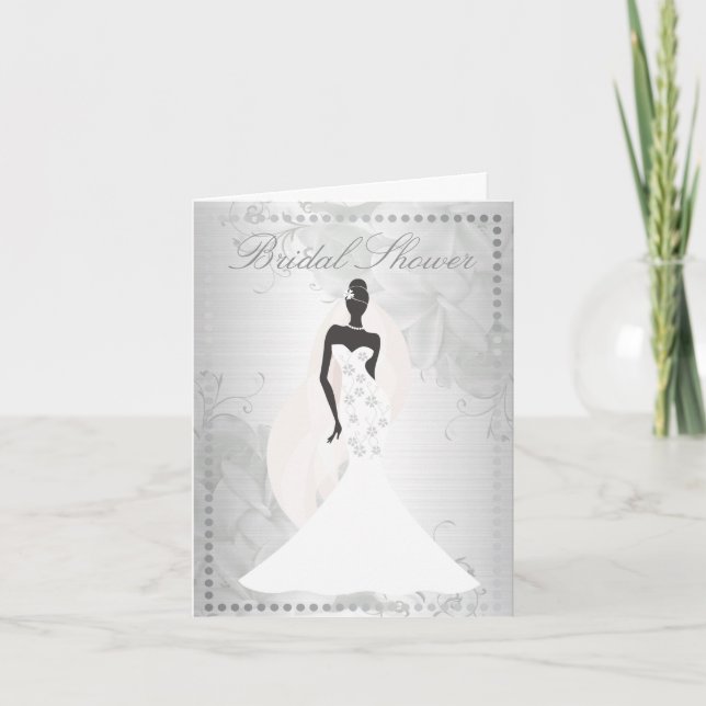 Elegant Silver Bridal Shower Invitation (Front)